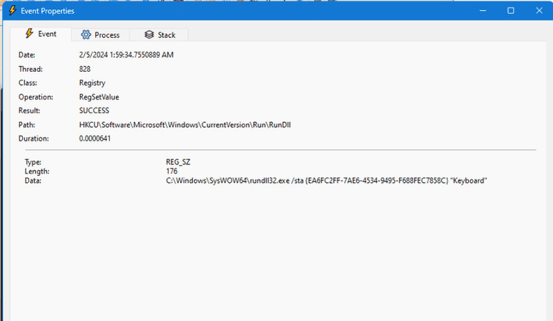 RunDll registry value